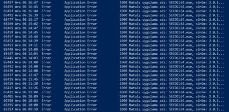 1000 Hatalı uygulama adı: SECOCL64.exe, sürüm: 2.0.1...